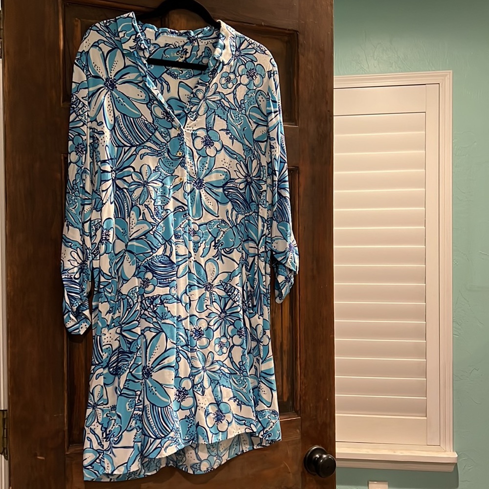 Lilly Pulitzer Lillith Tunic Dress M Coronado Crab Lobster